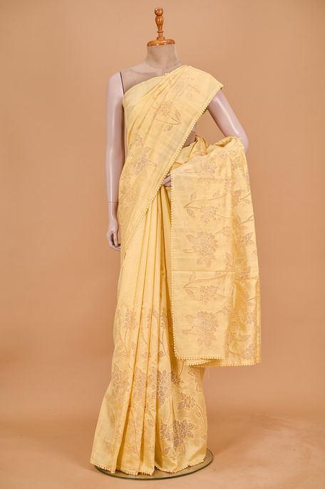 tussar light mustard saree with blouse