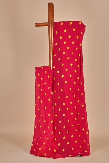 Bandhini chiffon magenta pink saree with blouse
