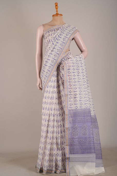 kota cotton light beige saree with blouse