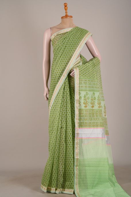 kota cotton cool mint sea green saree with blouse