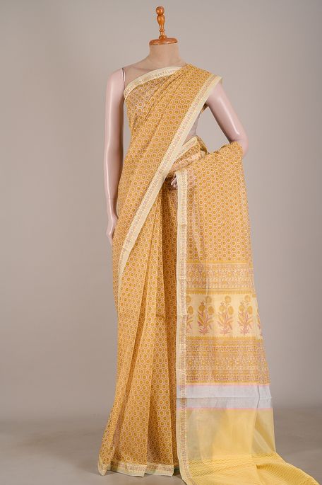 kota cotton light peach saree with blouse