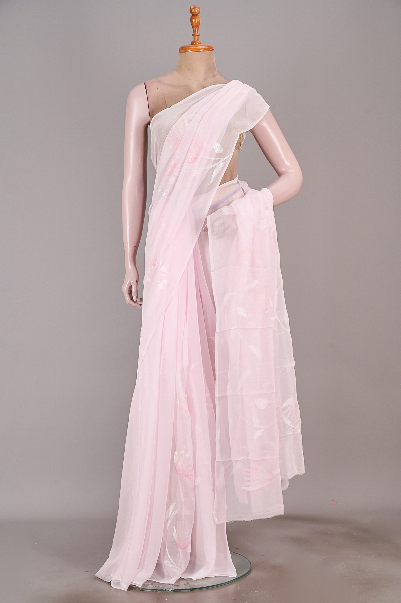 Buy Chiffon Old Rose Pink Saree With Blouse - Mysore Saree Udyog
