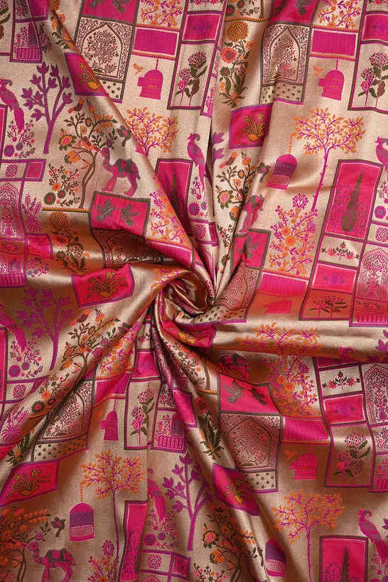 mysore silk dress material 70gsm Pure Mysore Silk Fabric by the Yard Brocade Zari Buttie Indian Wedding Dress Bridesmaids Costume Blouses Pillowcases Home Decor Dolls
